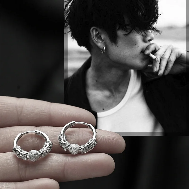 1 Piece New Punk Dragon Pattern Ear Buckle Earrings For Men/Women Black Color Hip Hop Fashion Cool Ear Jewelry Street Popular