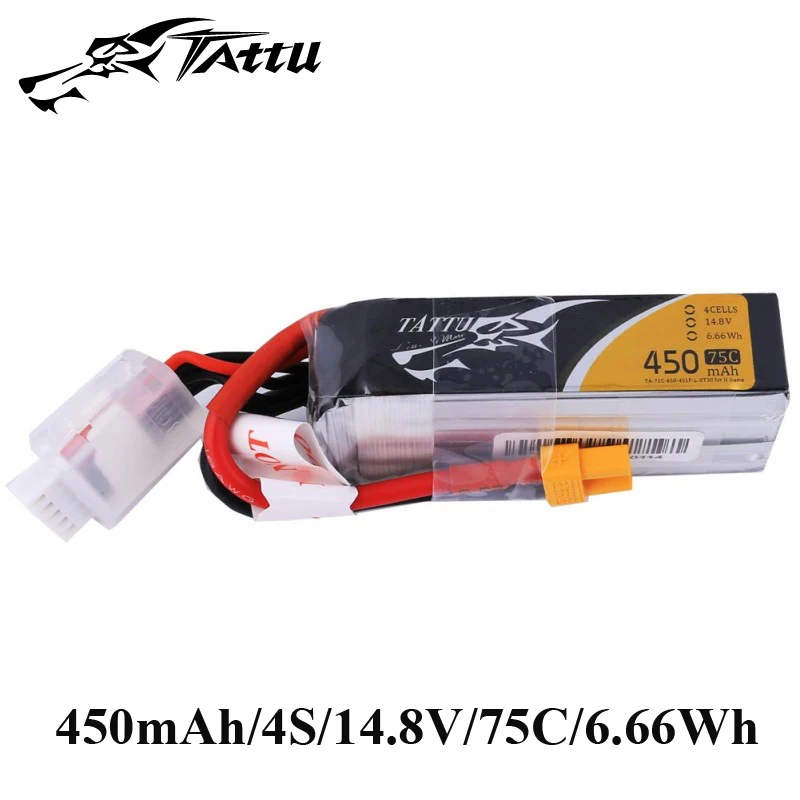 Ace Tattu Lipo Bateria 7.4v 7.6v 450mAh 1s 2s 3s 4s 75C 95C z wtyczką XT30 Długi rozmiar RC Baterie do ramy drona FPV w rozmiarze 120