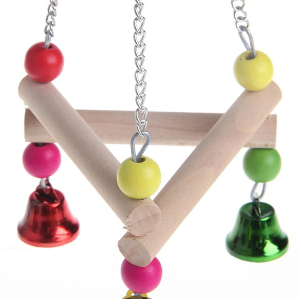 1PC Pet Bird Hanging Swing Toy Birds Cage Pendant Chew Toy Colorful Parakeet Cockatiel Catch Cage With Bell Chewing Toys