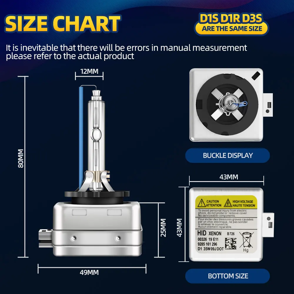 roadsun 2x 35W D1S D2S D3S D4S Xenon HID Headlight Bulbs D1R D2R D3R D4R 4300K 5000K 6000K 8000K 10000K 12000K Xenon Light