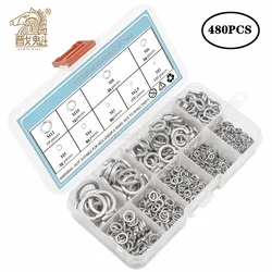 480pcs 304 Stainless Steel Spring Lock Washer Assortment Set , 9 Sizes - M2 M2.5 M3 M4 M5 M6 M8 M10 M12