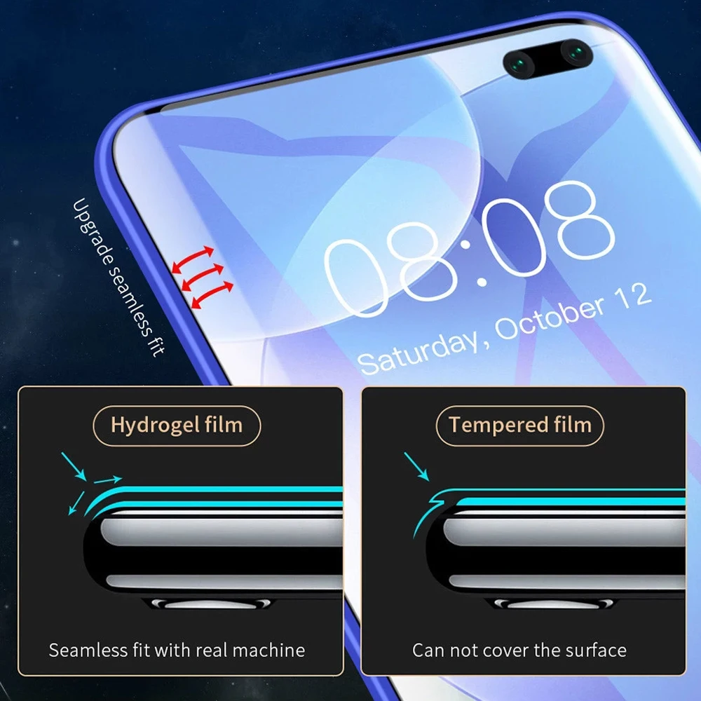 Película protectora de cubierta completa 9D para huawei p smart plus 2018 Z S pro 2019 2020 2021, película de hidrogel, protector de pantalla de teléfono, no de vidrio