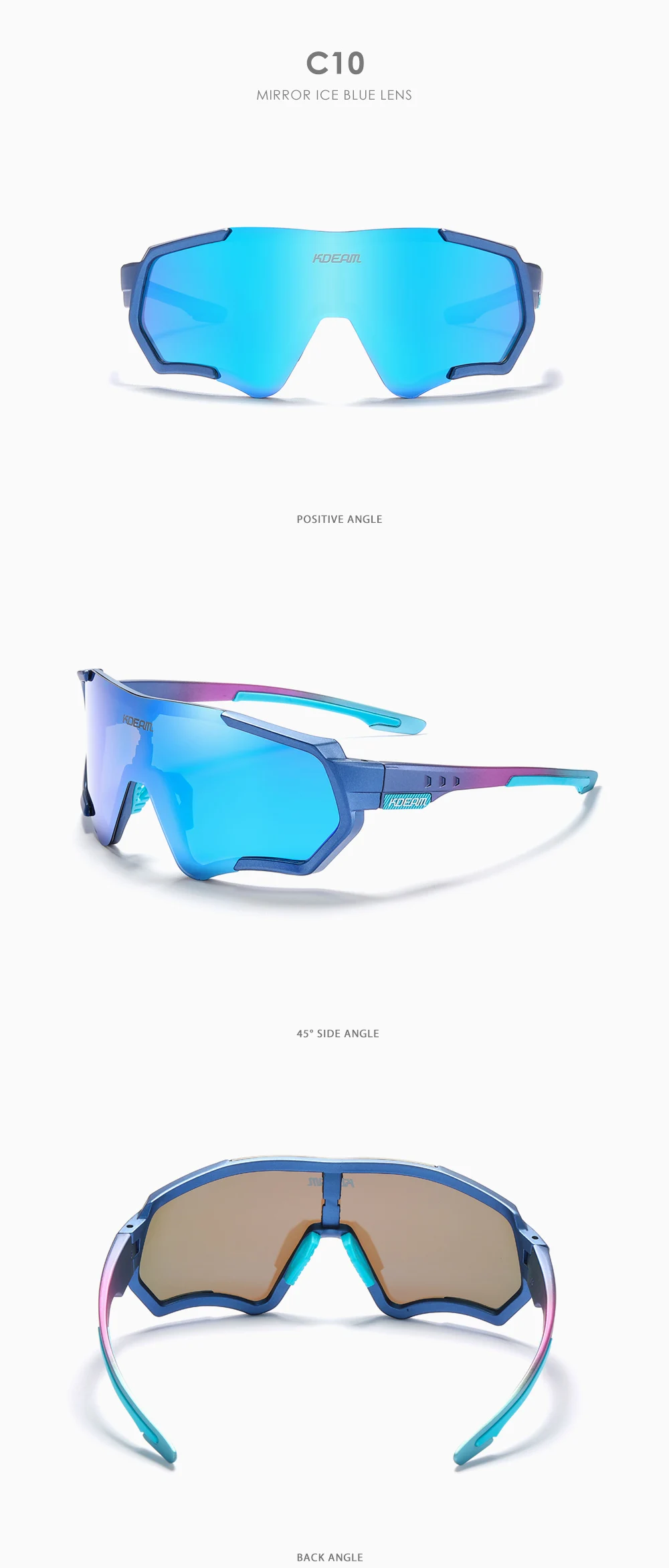 KDEAM Outdoor Sports Herren Sonnenbrille TR90 Polarisierte Sonnenbrille Flash Real Coating Sonnenbrille KD714 CE – Detail 27
