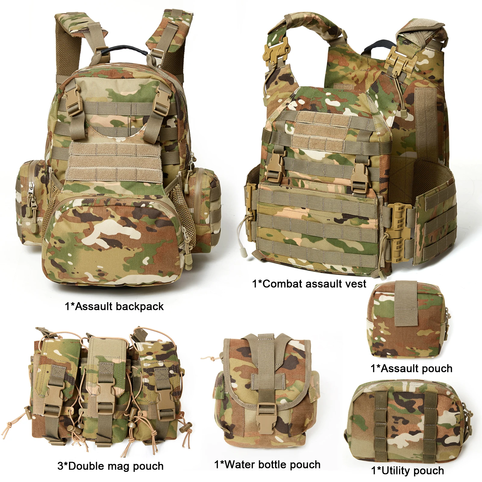 Akmax.cn Mil Modular Assault Vest System Compatible with 3 Day Tac Assault Backpack, OCP Camouflage