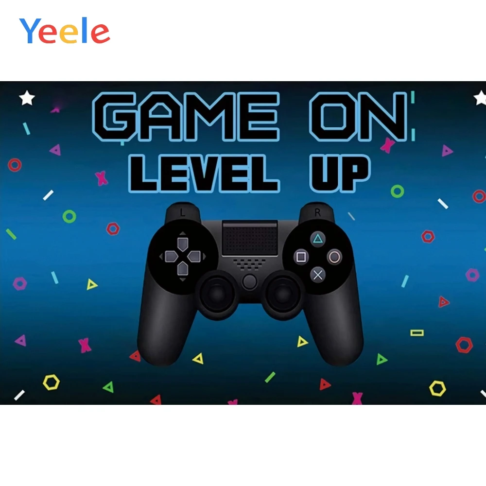 

Game On Level Up Newborn Baby Shower Boy Birthday Party Backdrop Vinyl Photography Backdrops Photographic Background Photophone