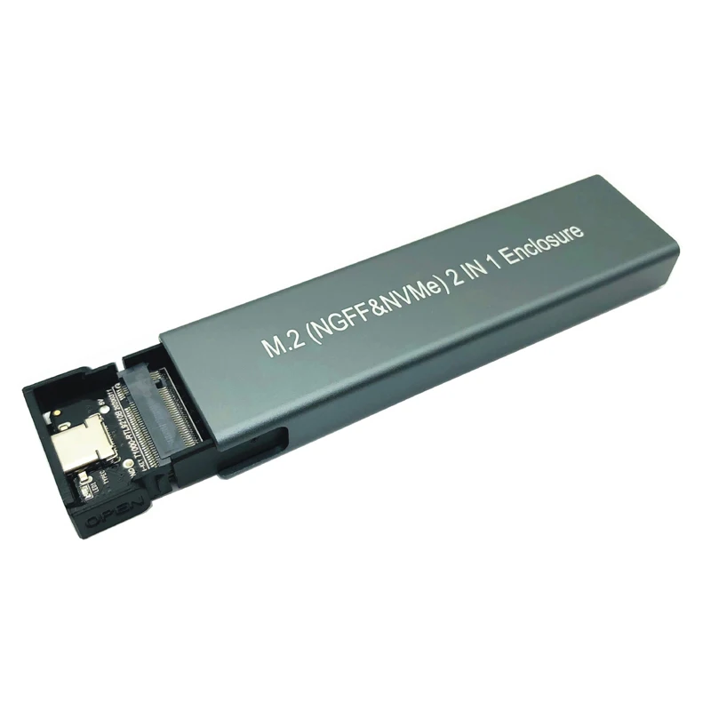 Funda de SSD M2, carcasa NVME, adaptador de SSD M.2 a USB tipo C 3,1 para protocolo Dual NVME, PCIE, NGFF, SATA, clave M/B, caja de disco SSD