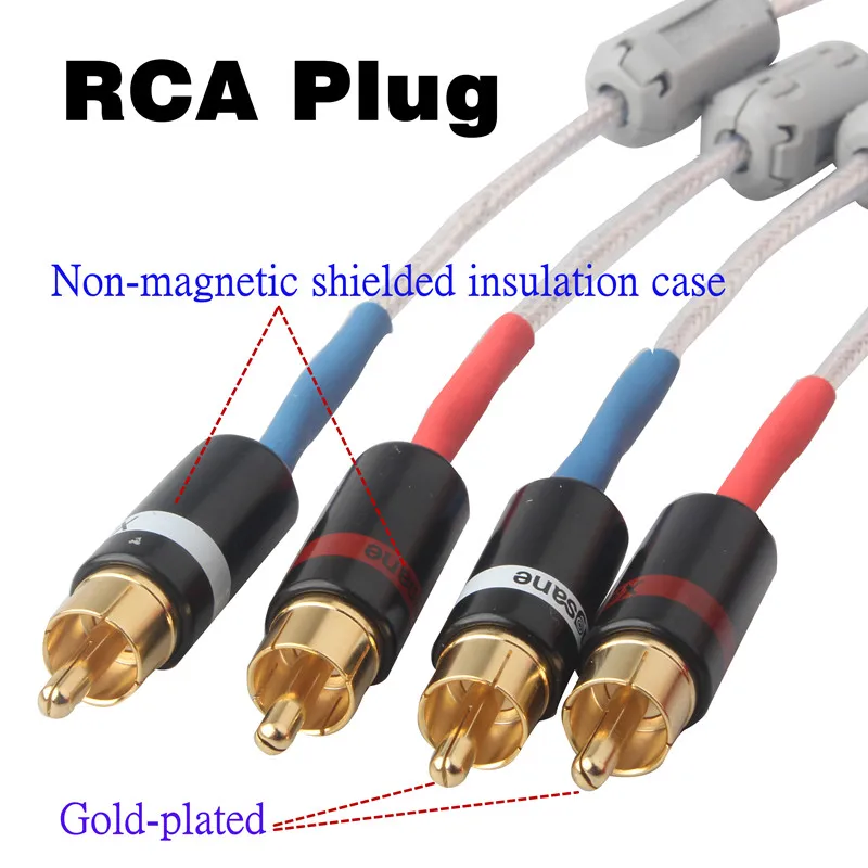 Pair HiFi Audio RCA Cable Encrypted Silver Plated Shielded Cable