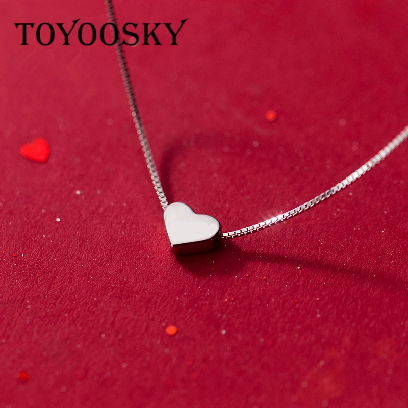 100% Genuine 925 Sterling Silver Simple 6mm Smooth Heart Pendant Necklaces For Women Fine Jewelry Cute Accessories