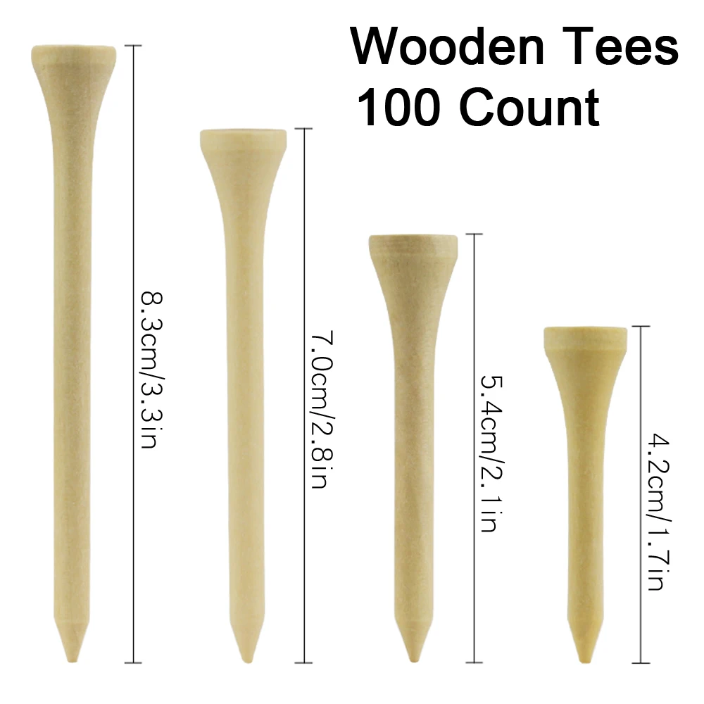 100 Count Wood Golf Tees Wooden Tee Golf Ball Holders Length 42mm 54mm 70mm 83mm new golf t from golfer Drop Ship