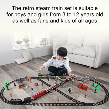 Electric Train Toy Set Car Railway and Tracks Steam Locomotive Engine Diecast Model Educational Game Boys Toys for Children Kids