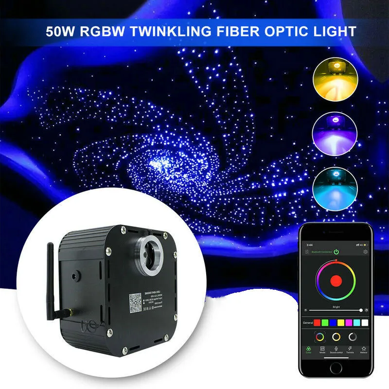 50W RGBW 4-Speed Twinkle LED Fiber Optic Star Ceiling Light Source Engine smart phone APP Control&Controller(Optional)