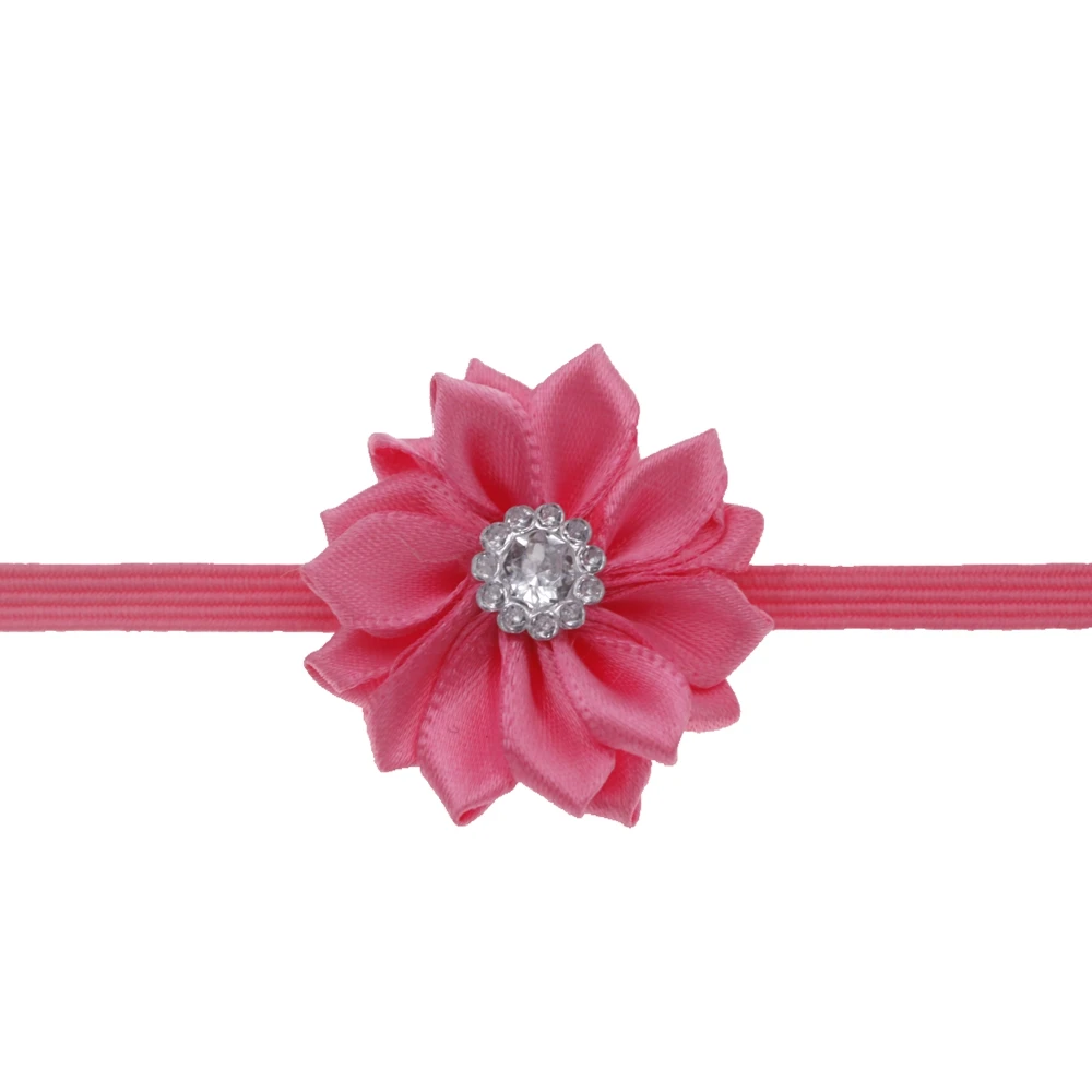 baby headband Polygonal Ribbon Rhinestone Flower Headband  Newborn Elastic Floral Hairbands Cute children girls Hair Accessories