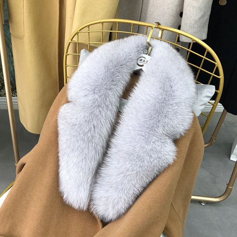 Real Fox Fur Collar Winter Natural Fox Fur Scarves Suit Collar Genuine Fox Fur Shawl Muffler Women Fashion Warm Accessories Wrap