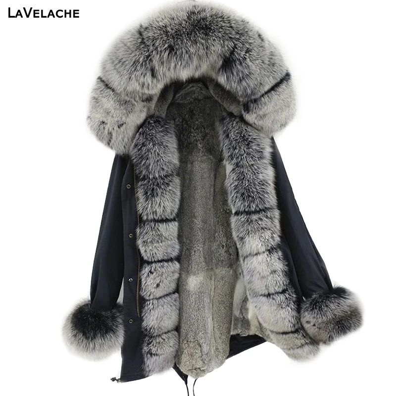 New Winter Coat Men Clothing Real Fox Fur Jacket Thick Warm Fur Parkas Man Winter Rabbit Fur Liner Outerwear Streetwear