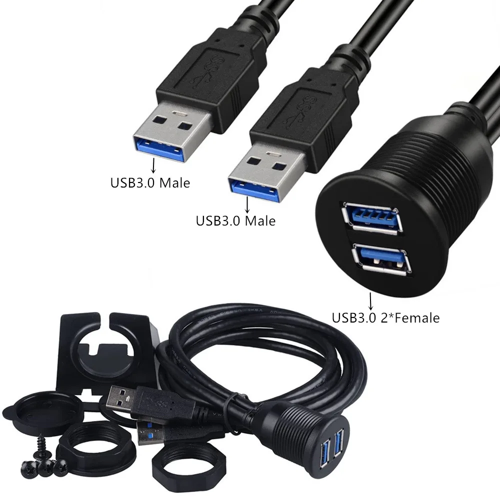 USB لوحة فلوش جبل كابل ، المزدوج USB 3.0 تمديد USB جبل ، داش جبل ، فلوش جبل ، كابل تركيب اللوحة 1 متر 2 متر