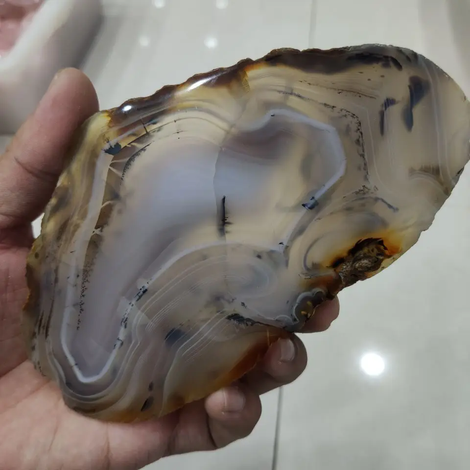 1pcs 130g Large NATURAL Agate Slice Geode Polished Crystal Quartz