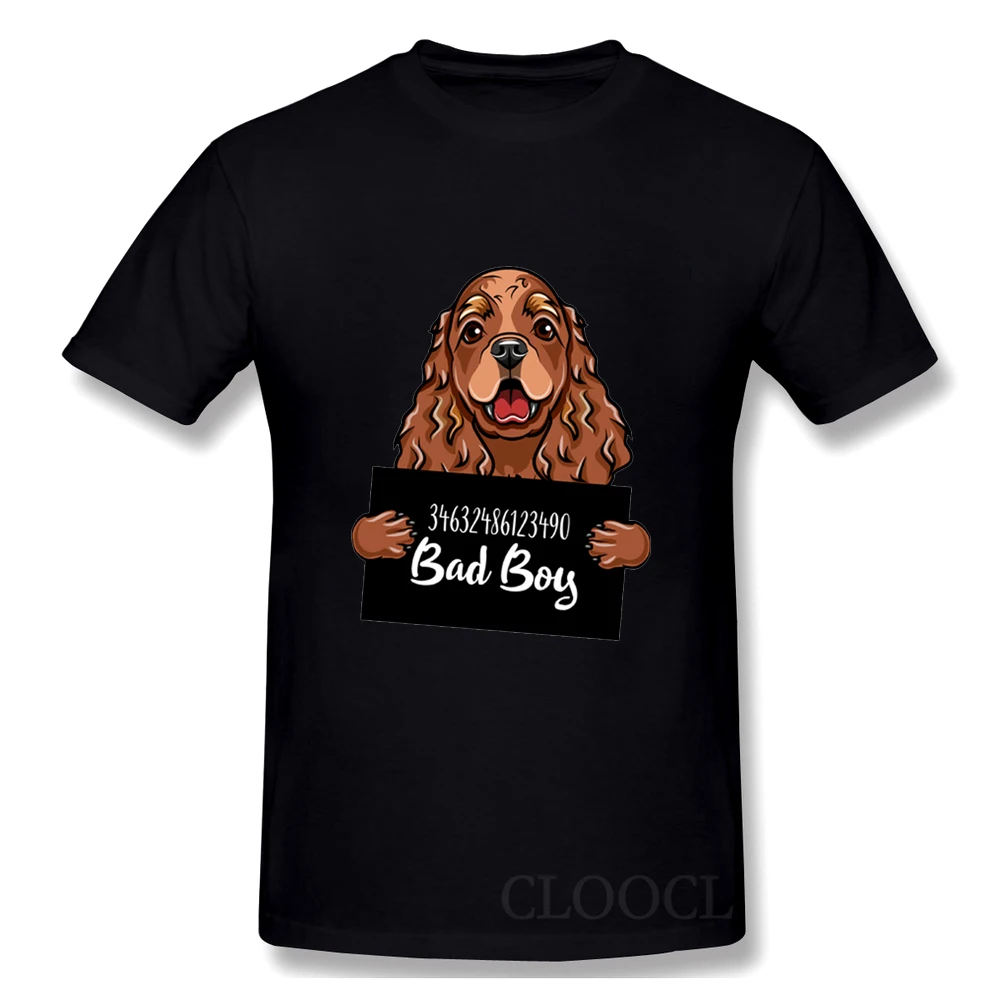 CLOOCL Cotton T-Shirt Fashion  English Cocker Spaniel Dog Bad Boy Printed Tshirt Men Women Shirts Tops Funny Cotton Black Tees