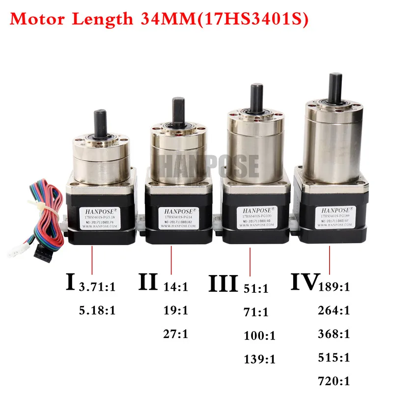 1PCS  Stepper Motor Nema 17 Planetary geared Gearbox All Ratio3.71-1 17HS2408S  3401S 4401S 6401S 8401S  motor For 3D Printer