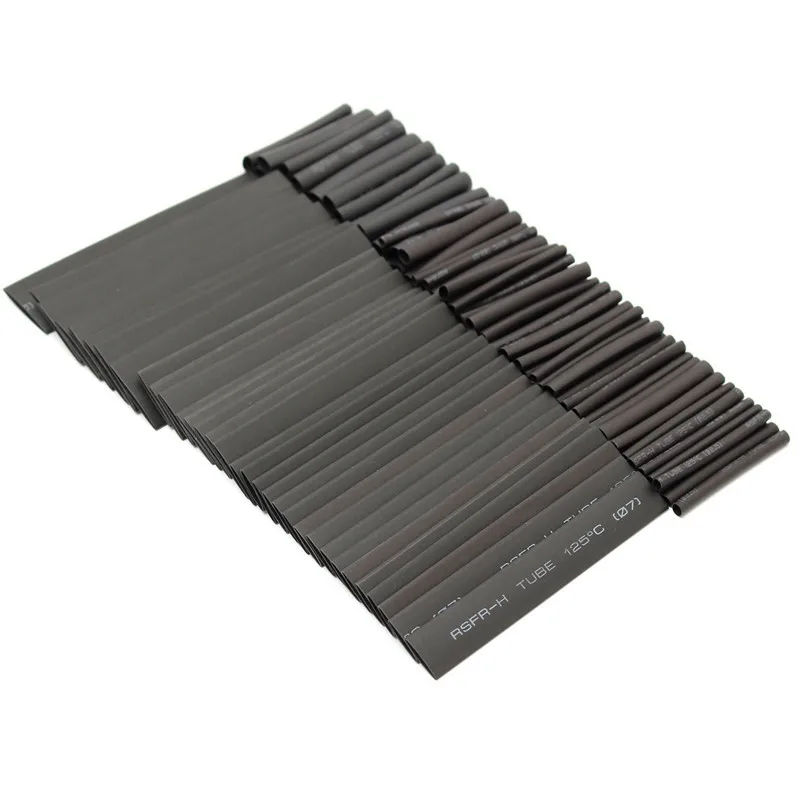 127-teiliges Set Schrumpfschläuche, nützliche Kabel-Schrumpfschläuche, schwarze 2:1-Sortierung, Kabelummantelung, Draht-Set – Detail 4