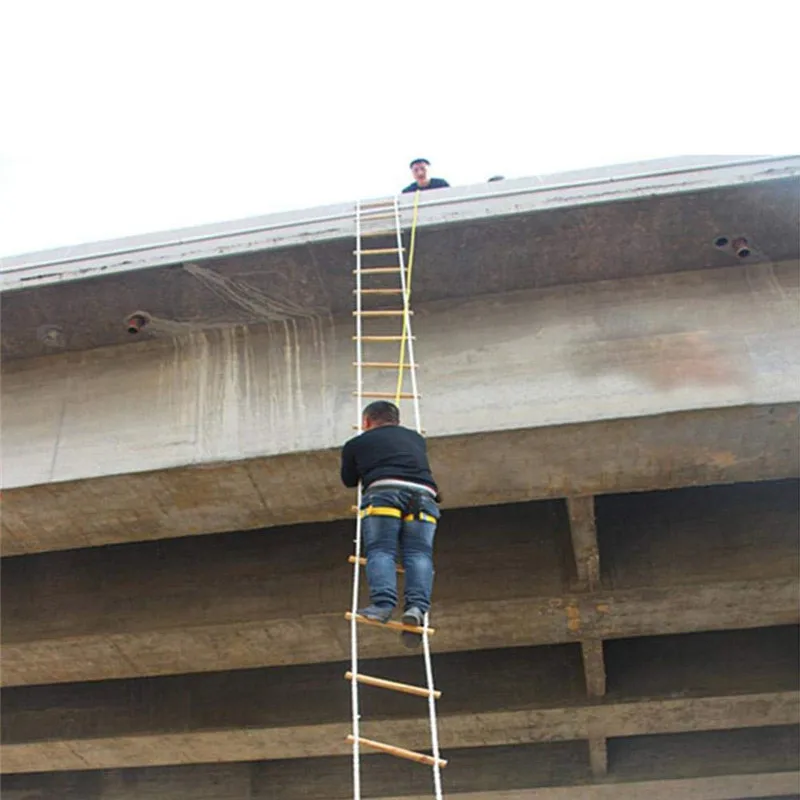 Imagem -02 - Escada de Corda de Madeira para Casa Lifeline ao ar Livre Redonda Soft Steps Escape Ladder Fire Rescue Home Escalada Degraus 3m 5m