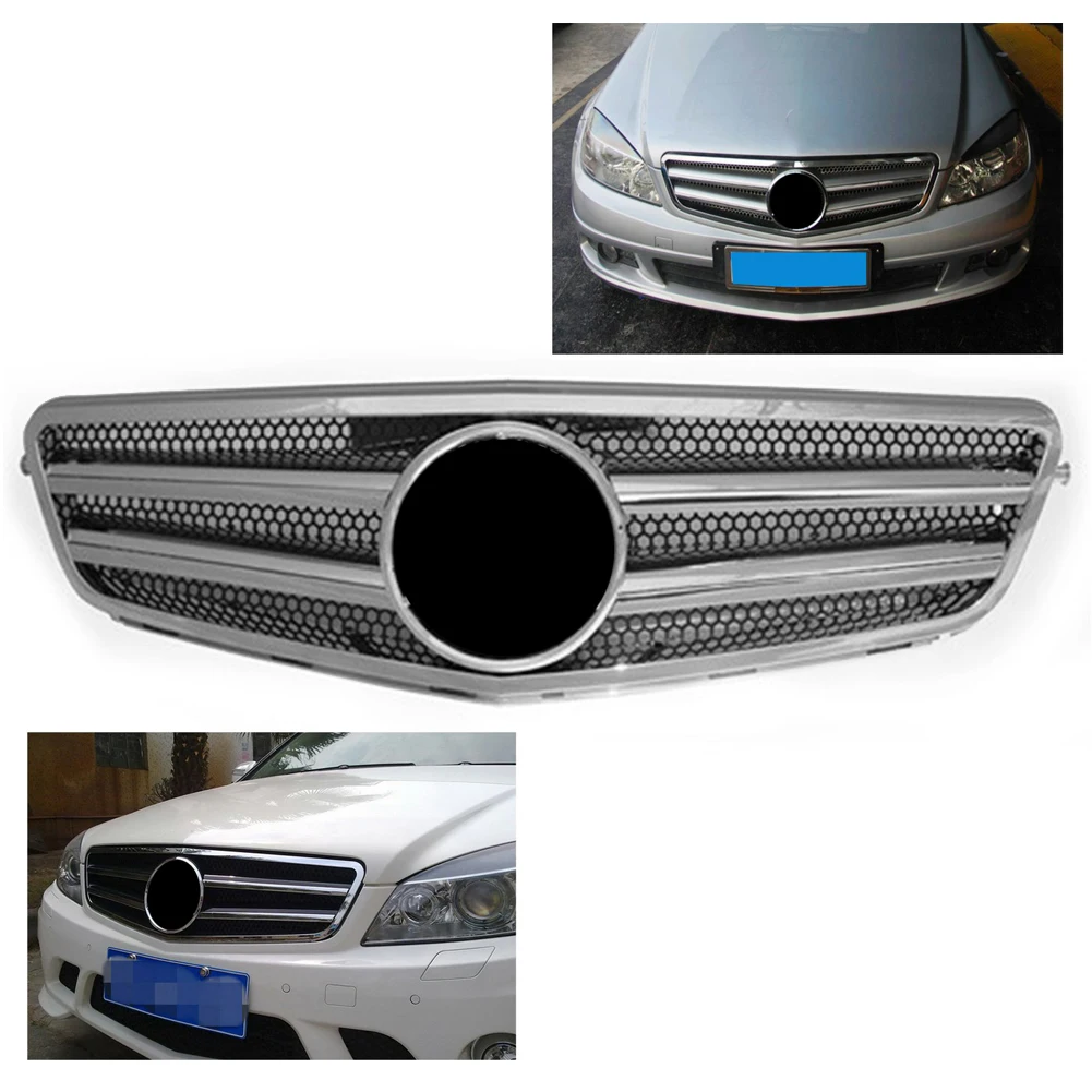 

Chrome Silver Car Front Grille Grill For Mercedes-Benz W204 C-Class C300 C280 C200 C350 2007 2008 2009 2010 2011 2012 2013 2014