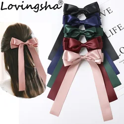 LOVINGSHA Women Hair Bow Ties Hair Clips Satin Butterfly Bow Hairpin Girl Hair Accessories for Ladies Bowknot Hairpins FC132