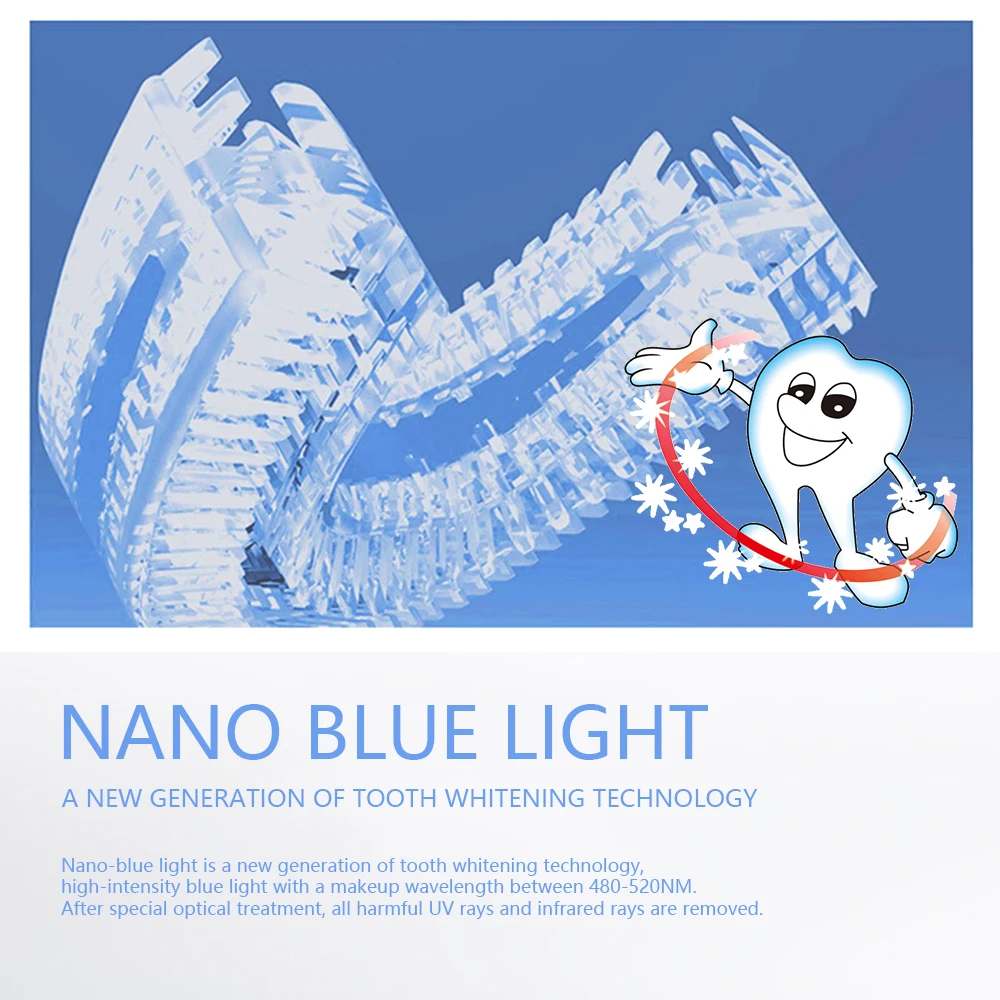 USB Rechargeable Sonic Electric Toothbrush 360 Degrees Intelligent Automatic Ultrasonic U-Shape with 4 Modes Timer + Blue Light