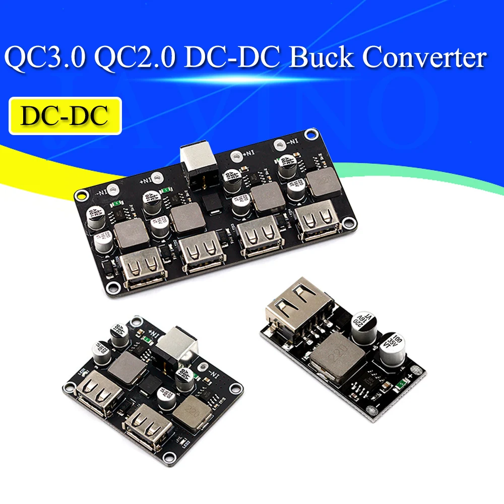 USB QC3.0 QC2.0 DC-DC Buck Converter Charging Step Down Module 6-32V 9V 12V 24V to Fast Quick Charger Circuit Board 3V 5V 12V