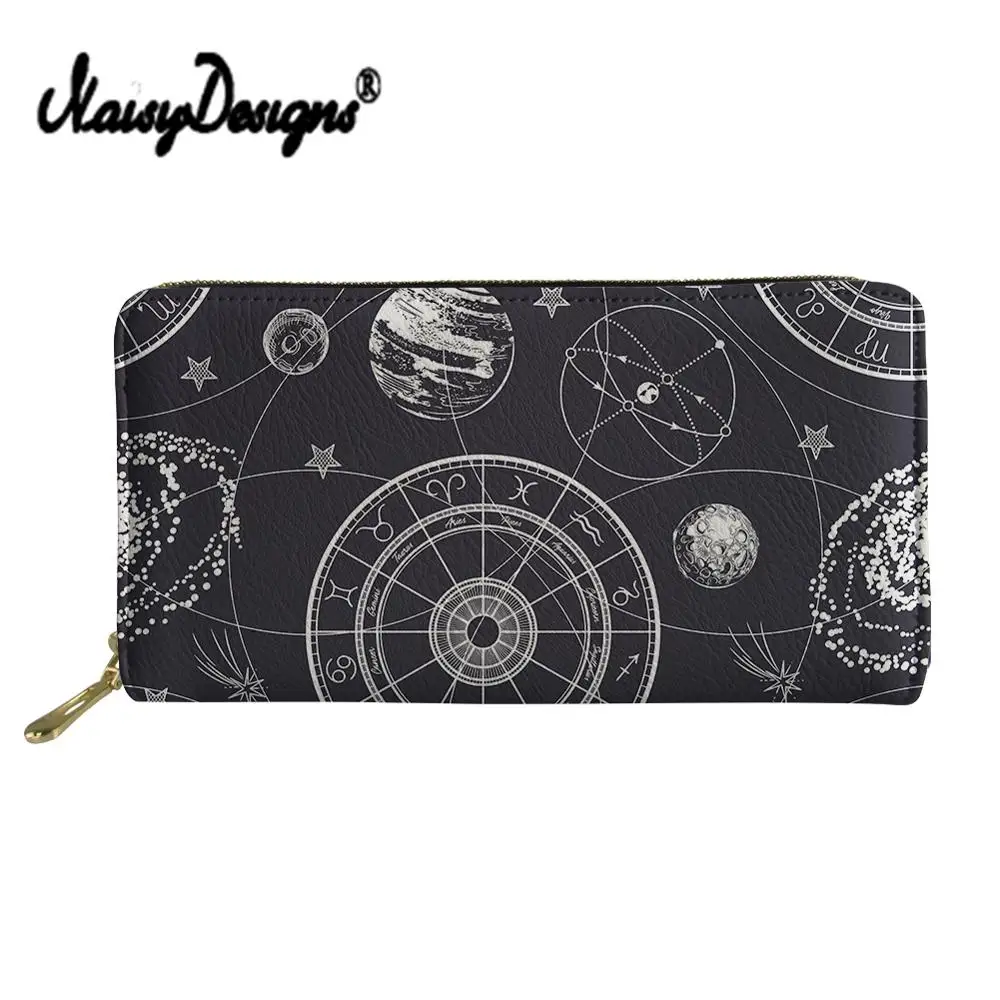 NOISYDESIGNS Fashion Women Wallets Cosmic Element Ladies Zipper Coin Purse Card Holder Leather Cartera Female Clutch Phone Bag