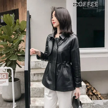 MESHARE Jaket Kulit Domba Asli Musim Semi Wanita R8