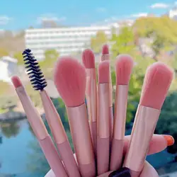 8PCS Travel Set Makeup Brushes Macaron color Natural Fiber Soft Bristle Fast Pocket Makeup Tool