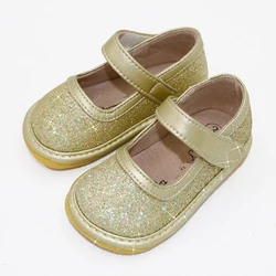 Christmas present Baby Little Girls Shoes 1-3 years Kids Mary Janes Flats Casual Toddler Gold Metallic Glitter Party Shoes