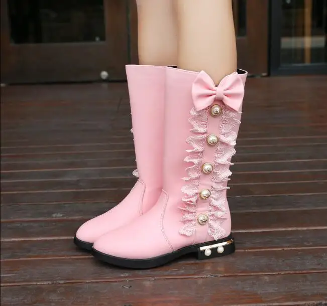 Autumn new  Winter New Children Boots Girls PU Leather Boots Fashion girl Boots High Children Princess Girls Shoes Size 26-36