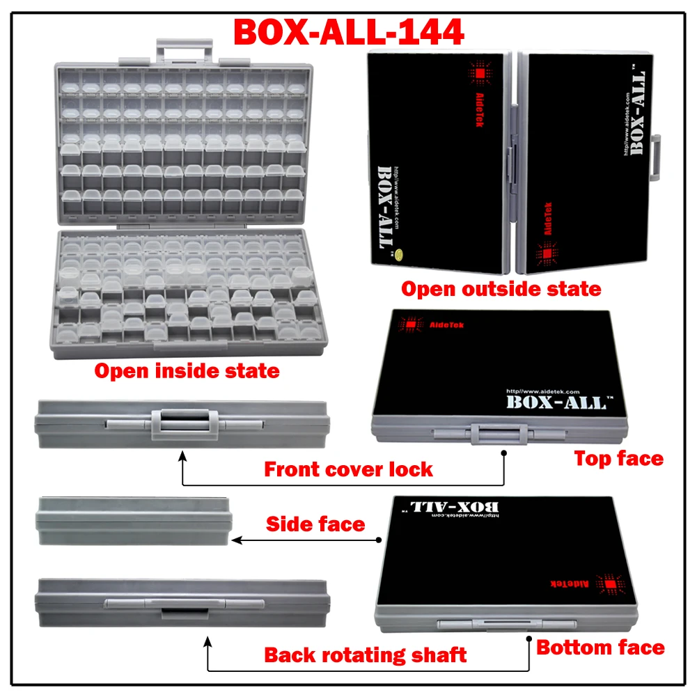 AideTek BOX-ALL-144 Compartments SMD storage SMT resistor capacitor Electronics Storage Cases Organizers