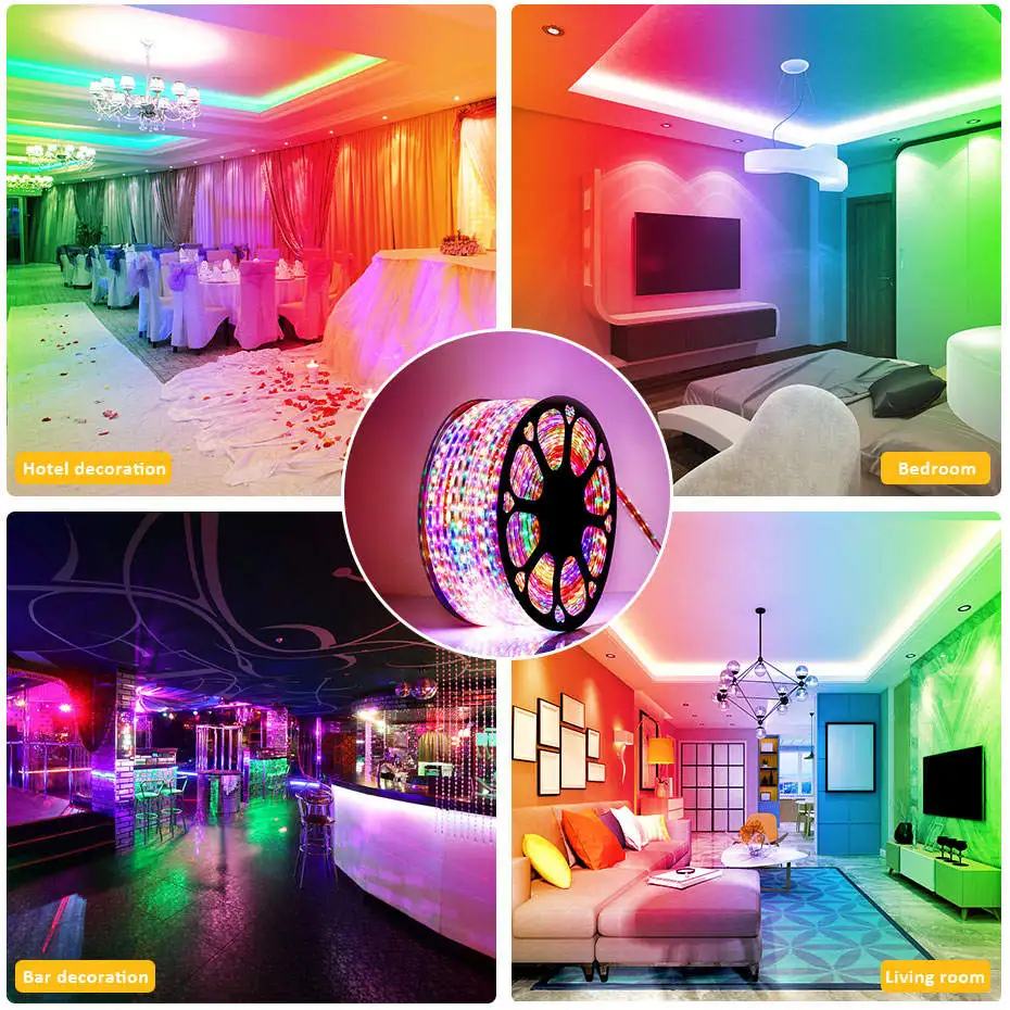 220V Dreamcolor Led Strip Verlichting Waterdicht 15m 20m 30m 50m 100m Led Tape Veelkleurig 8 Modus Buitenverlichting Tuindecoratie