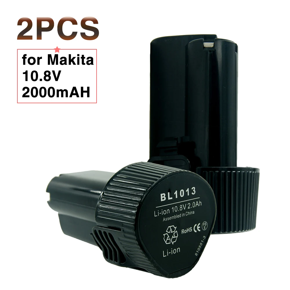 2PCS/LOT 10.8 Volt 12V 2.0Ah Rechargeable Lithium-Ion Tools Battery for Makita 194550-6 194551-4 BL1013 BL1014 CL100DW LCT203W