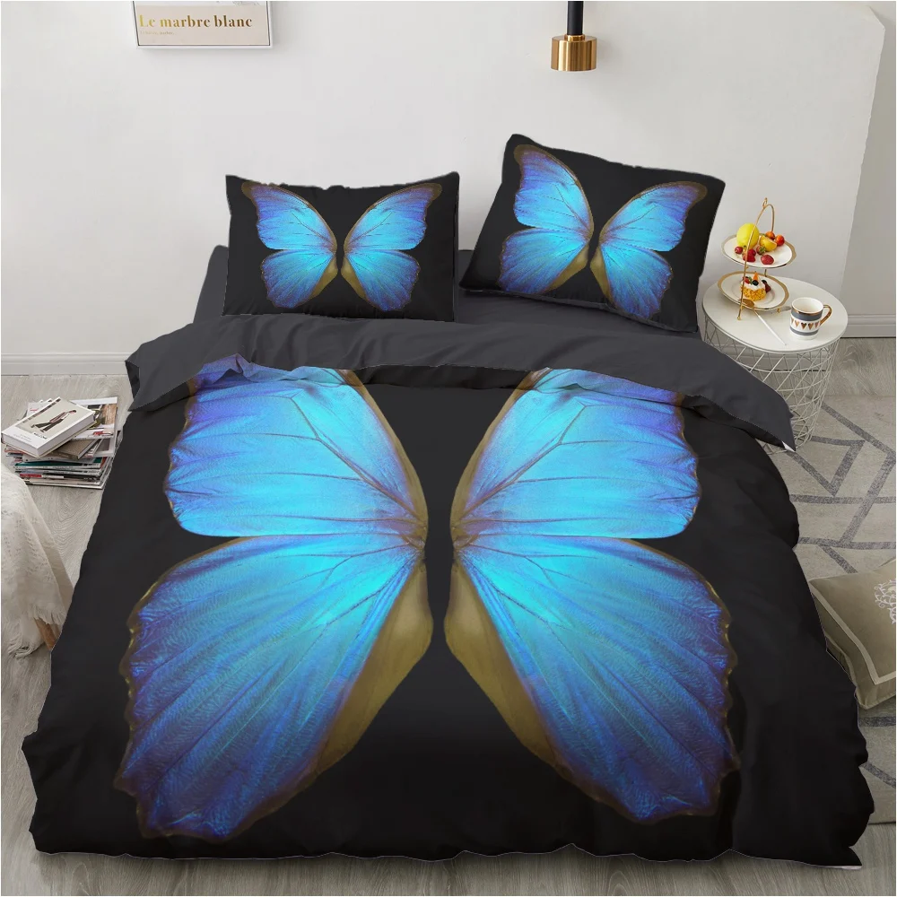 Butterfly Bedding Set Insect Love Creative Comfortable Natural Duvet Cover King Queen Twin Full Single Double High End Bed Set