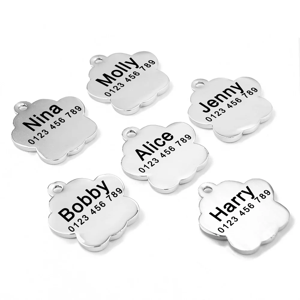 Dog Cat ID Tags Tag Engraving Name and Telphone Number and Pet Supplies DIY Personalized Dogs Id Tag Stainless Steel