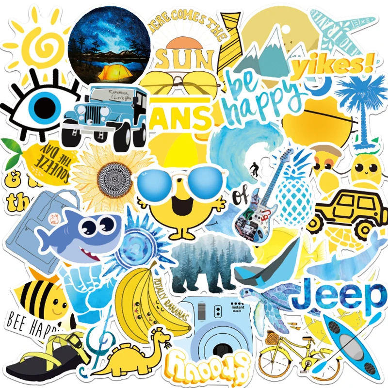 10/30/50/100PCS Cartoon Yellow INS Style Vsco Graffiti Stickers Laptop Phone Guitar Fridge Car Waterproof Sticker Decal Kid Toy