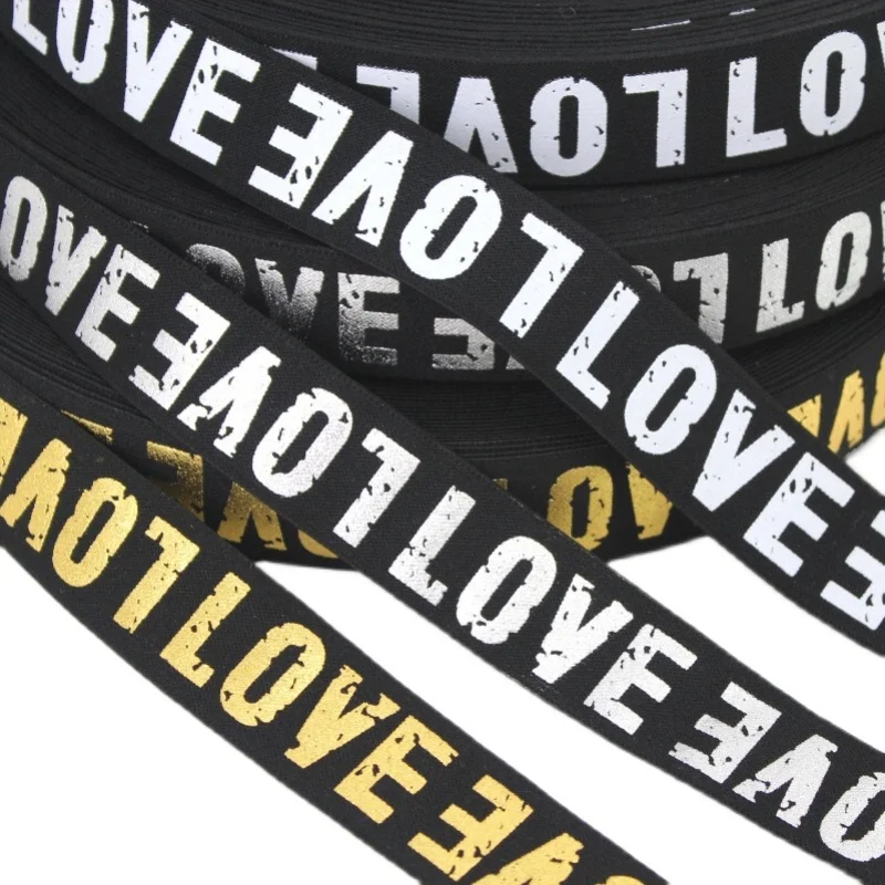 2/3/4cm Elastic Band Printing LOVE Rubber Webbing Classic Pattern Letter Love Elastic Belt for Clothing Trousers Sewing Supplies