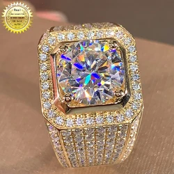 18K Au750 Yellow Gold Men Ring Moissanite Diamonds 1 2 3 4 5 Round Square Luxury Wedding Party Engagement Anniversary Ring