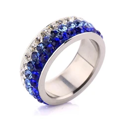 Mix 6/7/8/9# Free Shipping Wholesale Fashion Stainless Steel Crystal Rings Multicolor Crystal Jewelry