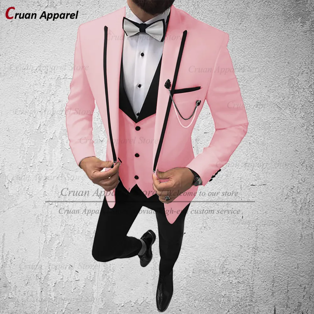 20 Màu Thời Trang Thiết Kế Cam Phù Hợp Với Cho Nam Mỏng Nhất Người Chú Rể Cưới Tuxedo Áo Plus Kích Thước Hồng Áo Vest Blazer quần 3