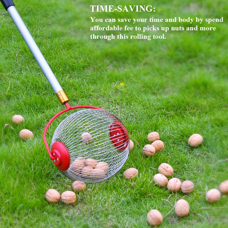 Rolling Moer Harvester Bal Picker Rvs Verstelbare Moer Gatherer Verstelbare Verzamelen Walnoten Pecannoten Krab Appels