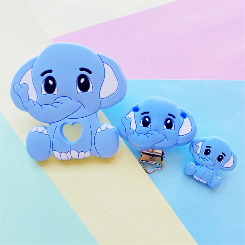 3 teile/satz Silikon Cartoon Tier Figur Beißring Perlen und Clips Baby Beißring Schnuller Kette Zubehör Zahnen Schmuck Spielzeug – Detail 7