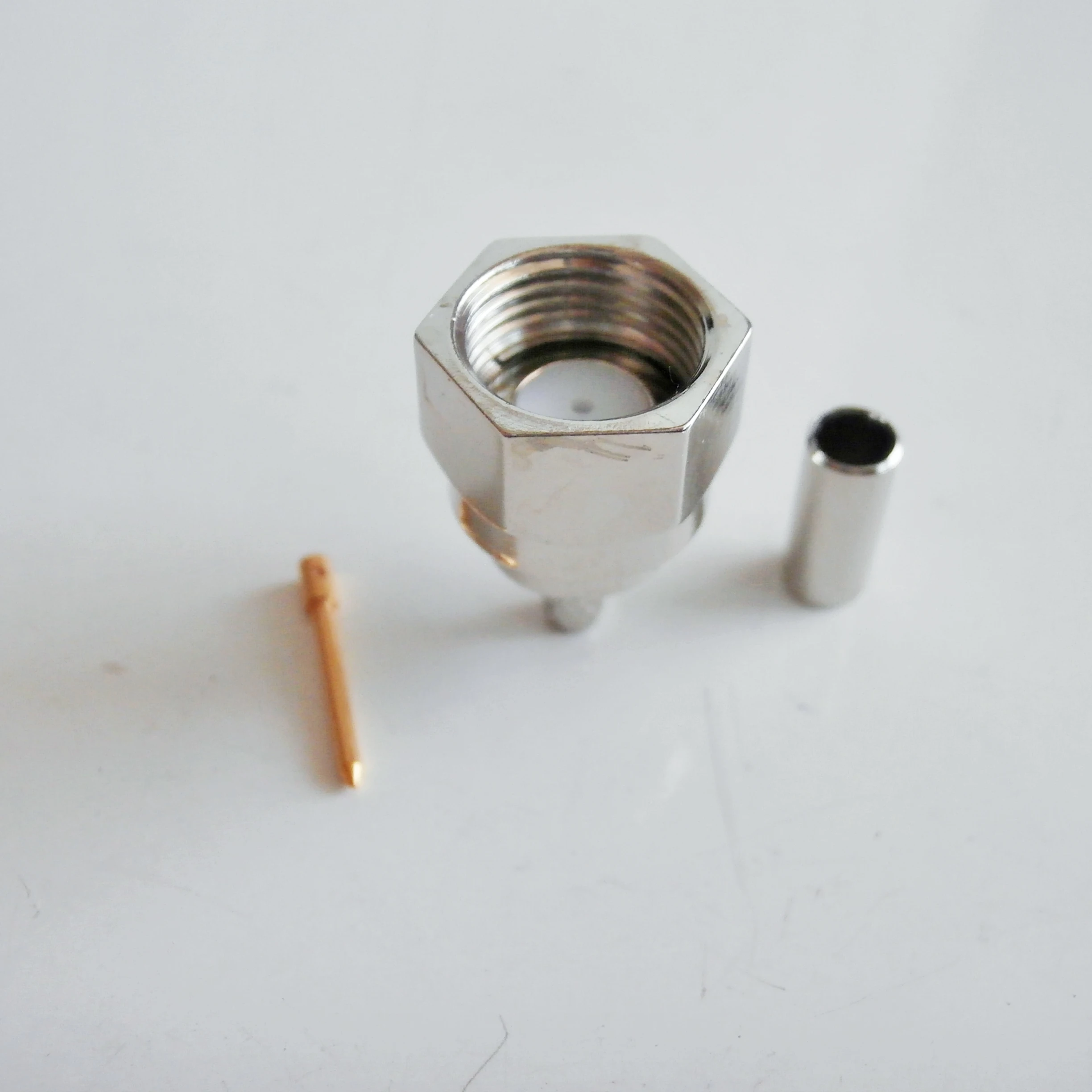 1Pcs F Tv Stekker Rechte Crimp RG174 LMR100 RG316 Rf Coaxiale Connector Messing