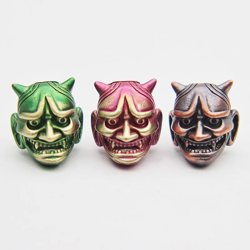 Brass Japanese Ghost Hannya Mask Beads Jewelry DIY Bracelet Keychains Knife Pendants Accessories Handmade Umbrella Rope Hangings