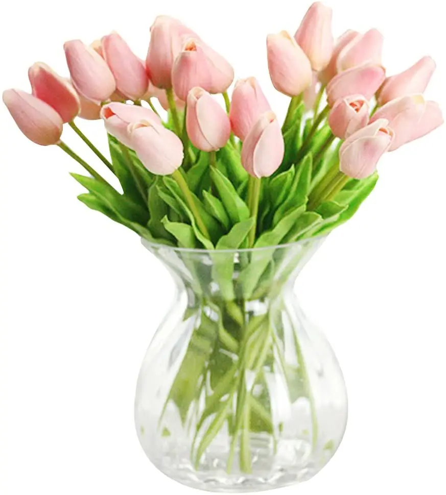 20 Heads Artificial Tulips Flowers Bouquet for Home Room Office Party Wedding Decoration Excellent Gift Idea for Mothers Day