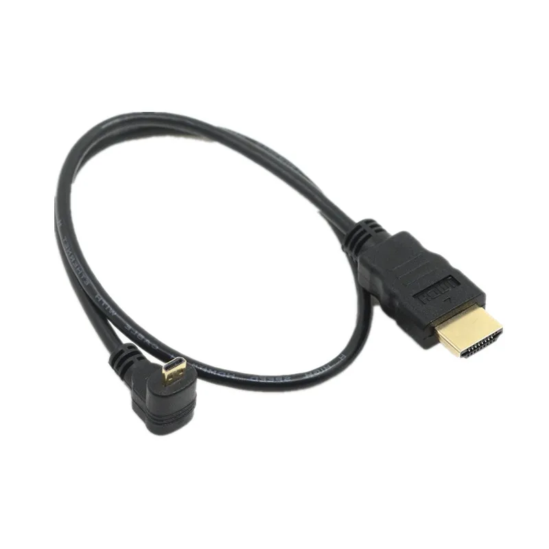 Kabel typu D Micro HDTV w górę iw dół oraz lewy i prostopadły kabel 3D 4K 1080p Micro HDTV audio do tabletu 0.5m/50cm