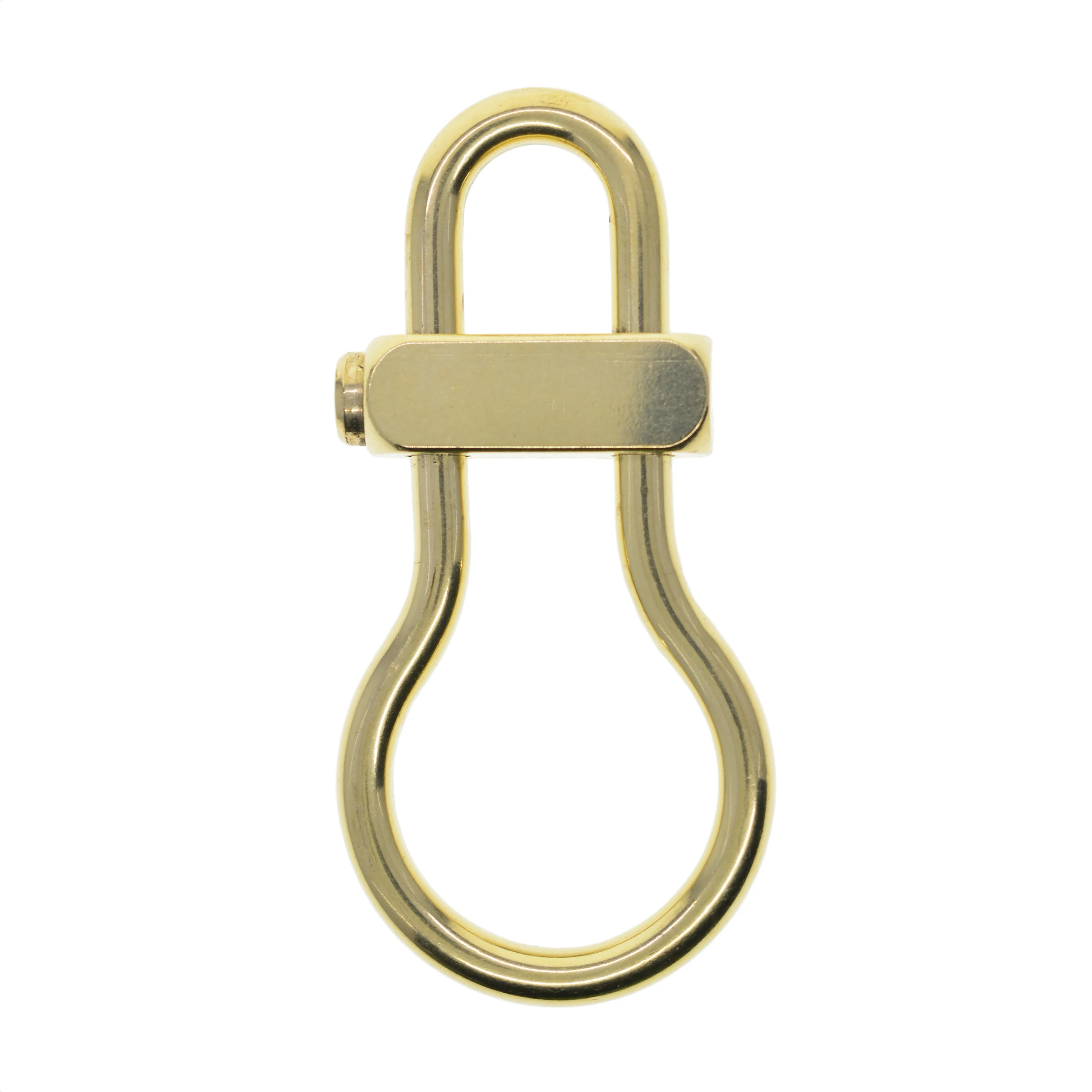 Super strong Solid  Mirror polished brass Oval bulb spring Square snap slide Locking clip lock Carabiner keychains FOB leash